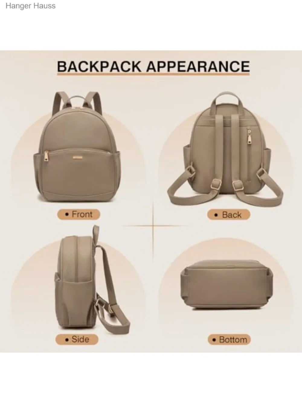 Mini Leather Backpack for Women with Multiple Pockets, for Travel College Work